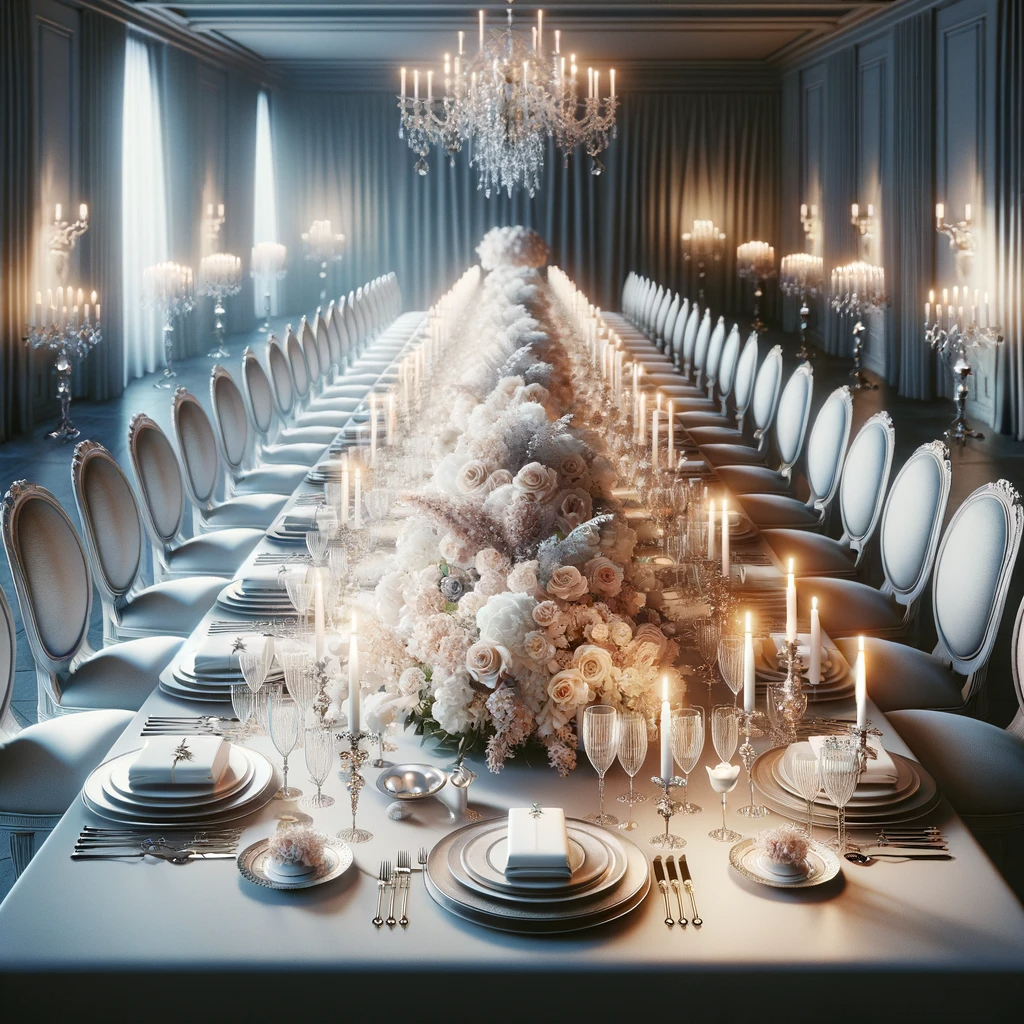 Tables garnies rectangulaires