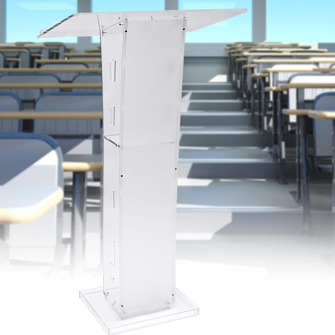 Location - Podium/pupitre en acrylique avec étagère de rangement