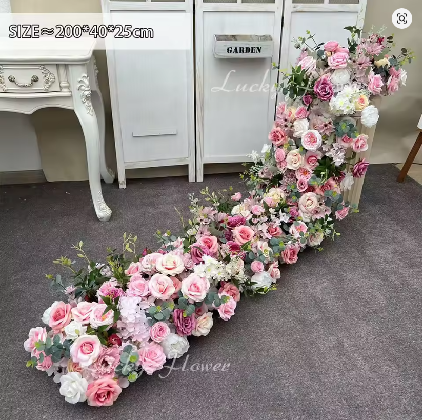 Location - Chemin de fleurs de table rose 2m
