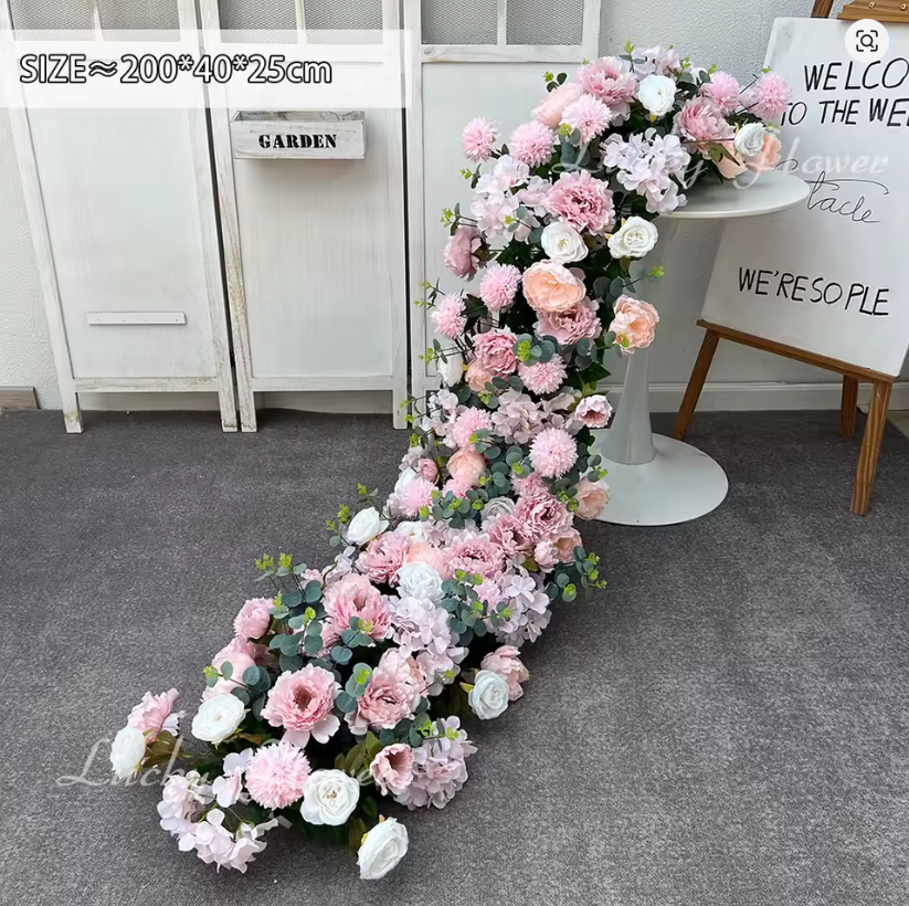 Location - Chemin de fleurs de table rose 2m