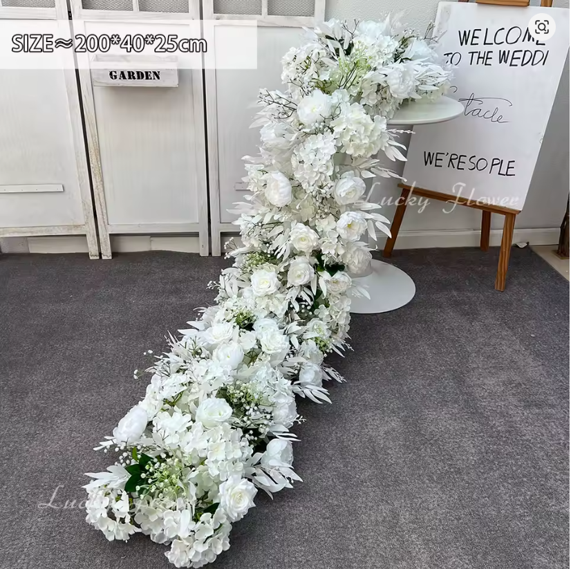 Location - Chemin de fleurs de table blanc 2m