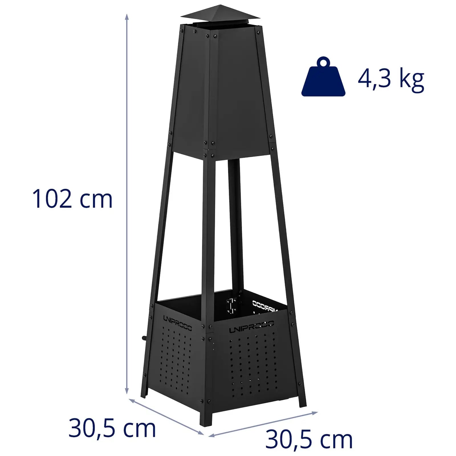 Location - Brasero extérieur - pyramide - 30 x 30 x 100 cm