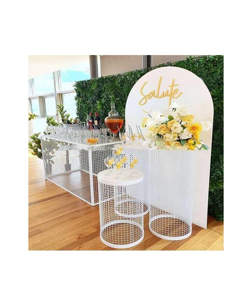 Location - Colonne cylindrique blanche pour ballon et fleurs par 3