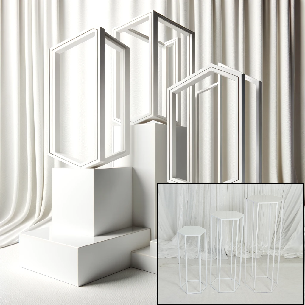 Location - Lot de 3 sellettes hexagonales en Métal de couleur blanc