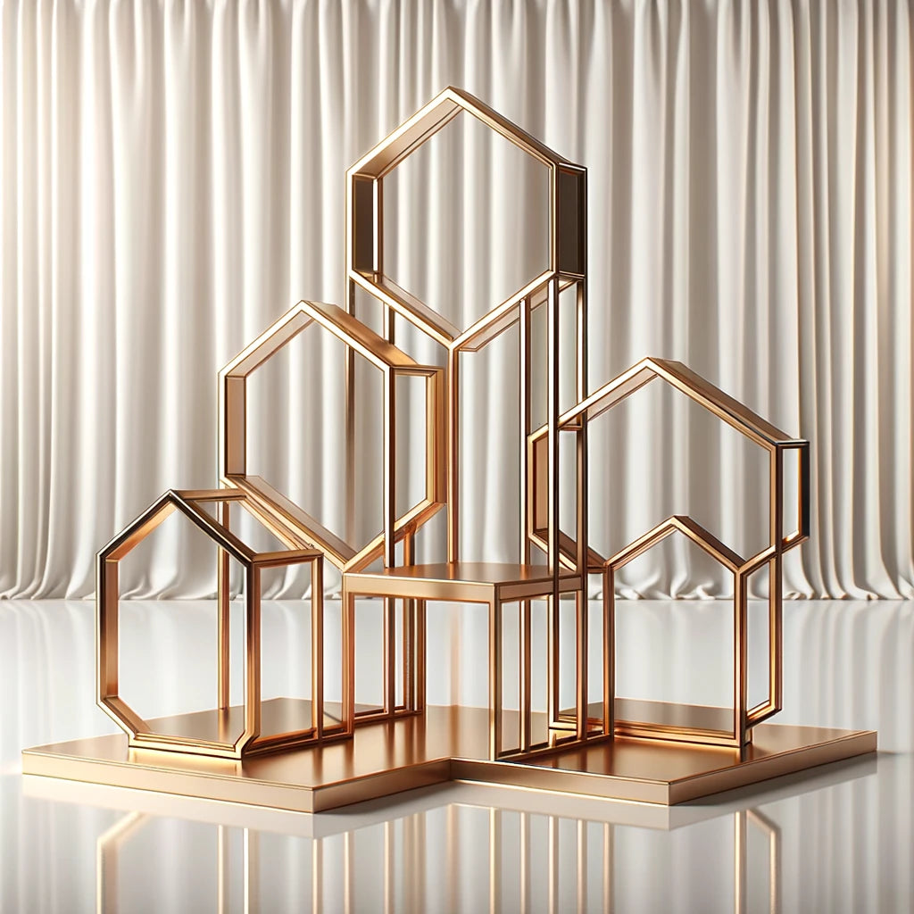 Location - Lot de 4 sellettes hexagonales en Métal de couleur doré Premium