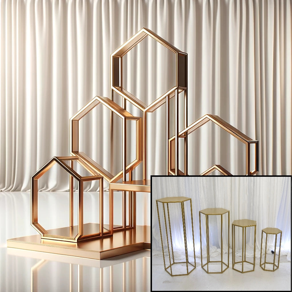 Location - Lot de 4 sellettes hexagonales en Métal de couleur doré Premium