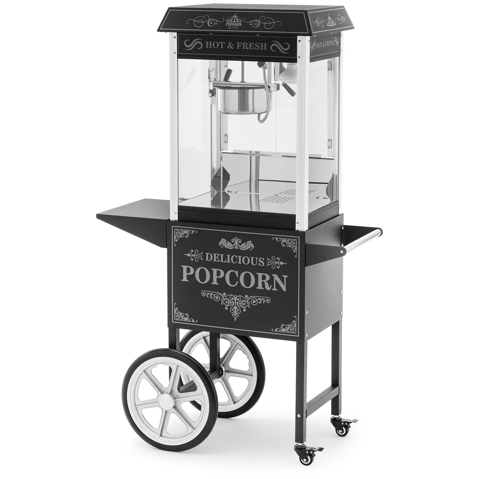 Location - Machine à pop corn avec chariot - Design rétro - noir