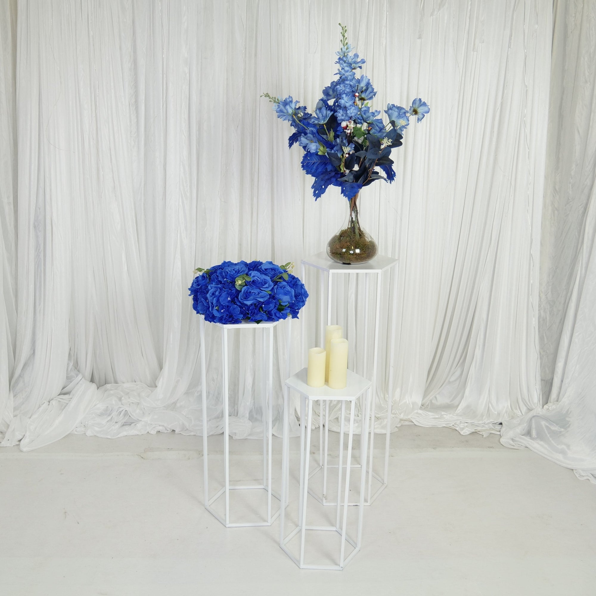 Location - Lot de 3 sellettes hexagonales en Métal de couleur blanc