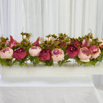 Location - Chemin de table floral rectangulaire 50x25cm Nude bordeaux