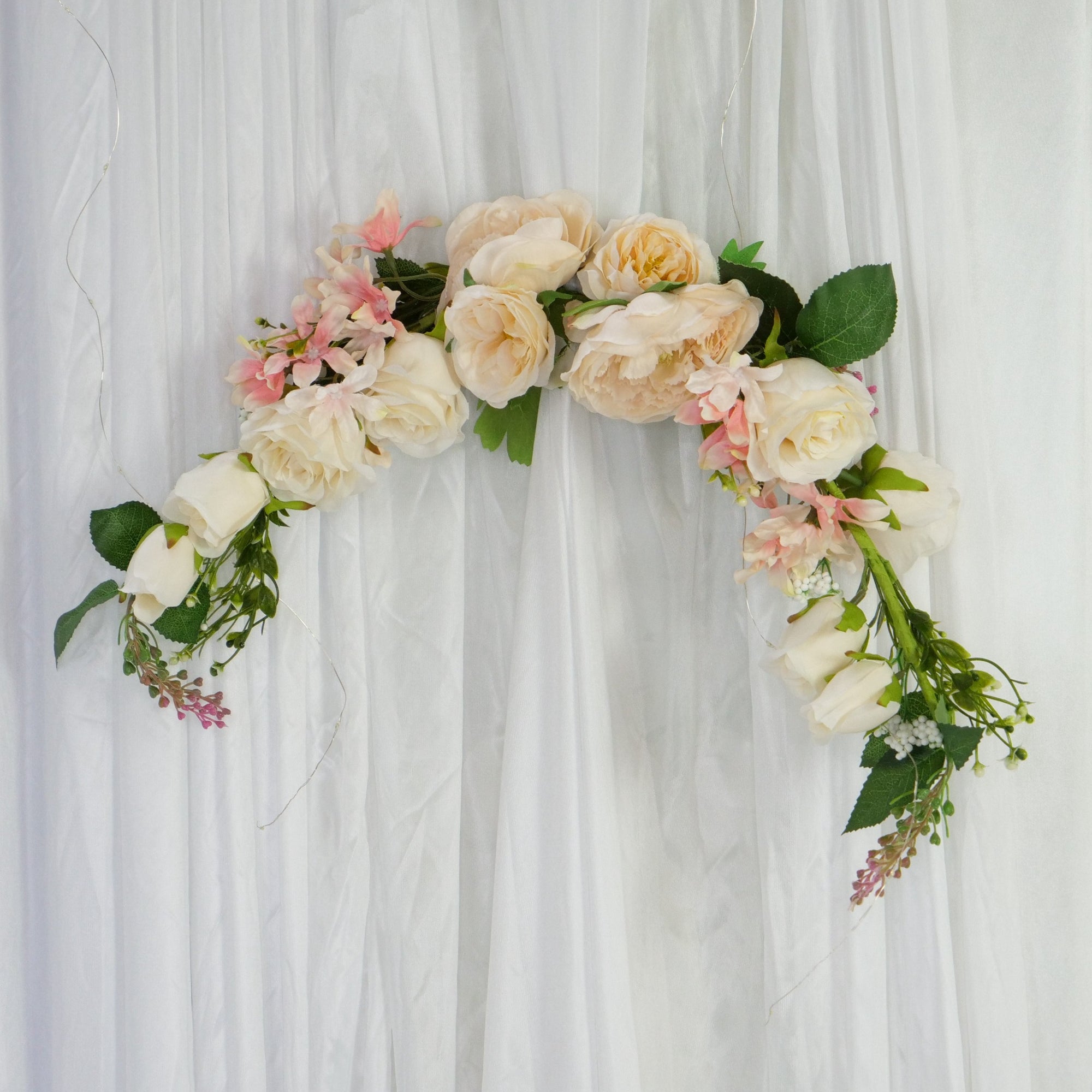 Location - Chemin De Fleurs Artificielles Blanc rose Pour Angle 50cm