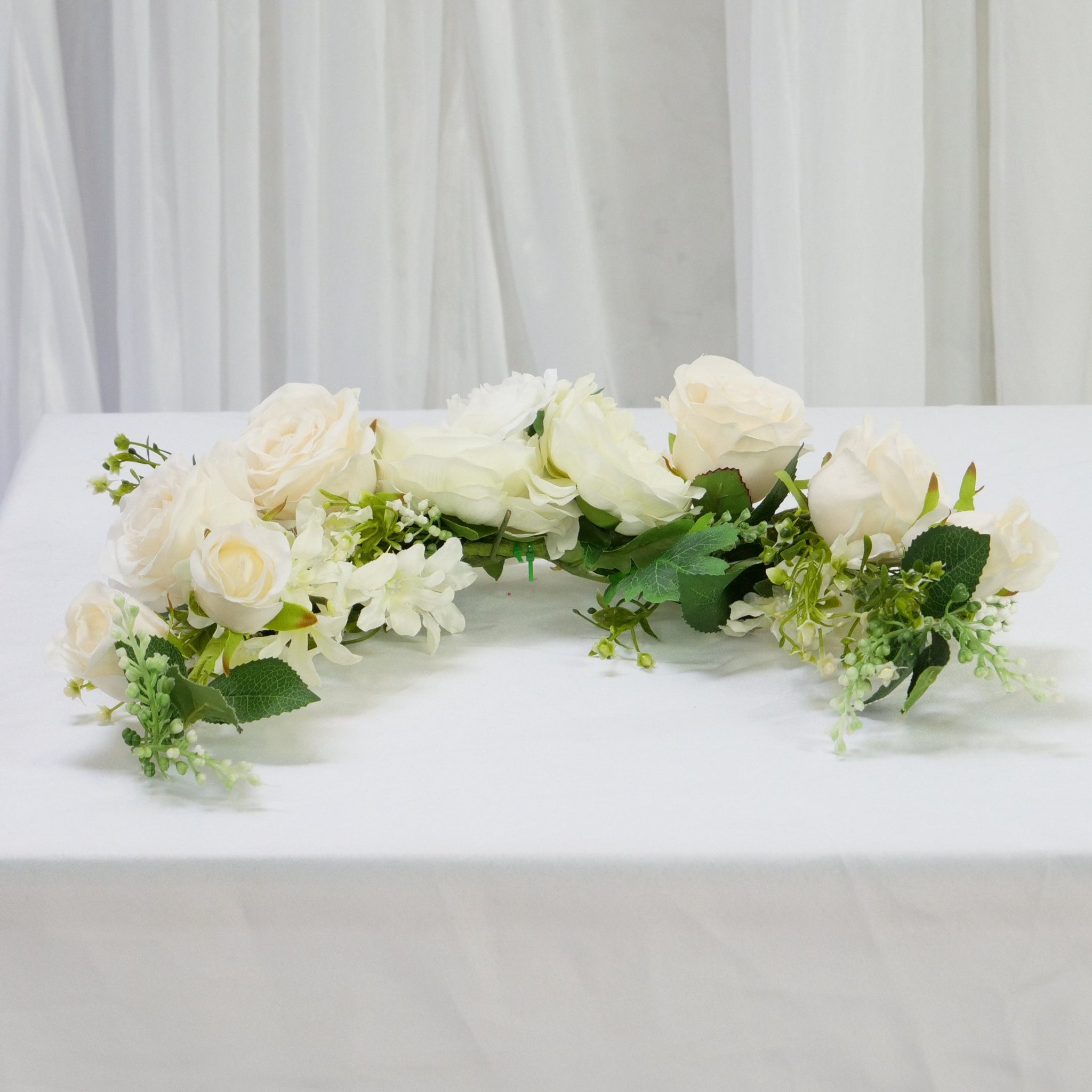 Location - Chemin De Fleurs Artificielles Blanc ivoire Pour Angle 50cm