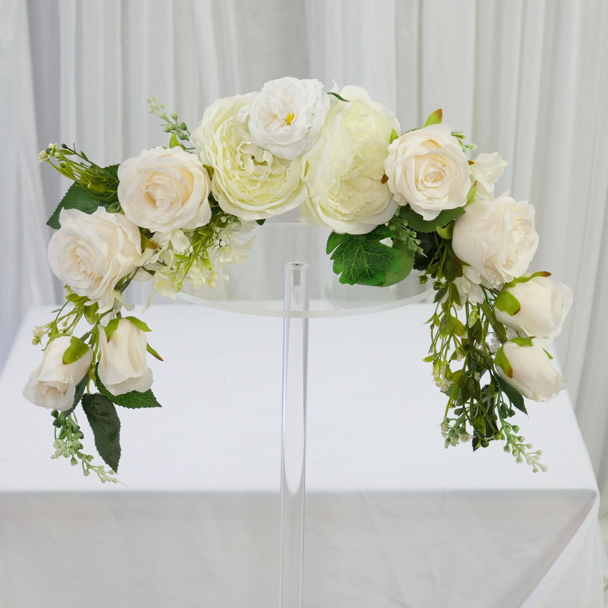 Location - Chemin De Fleurs Artificielles Blanc ivoire Pour Angle 50cm