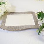 Location - Assiette rectangulaire argentée vague 40cm