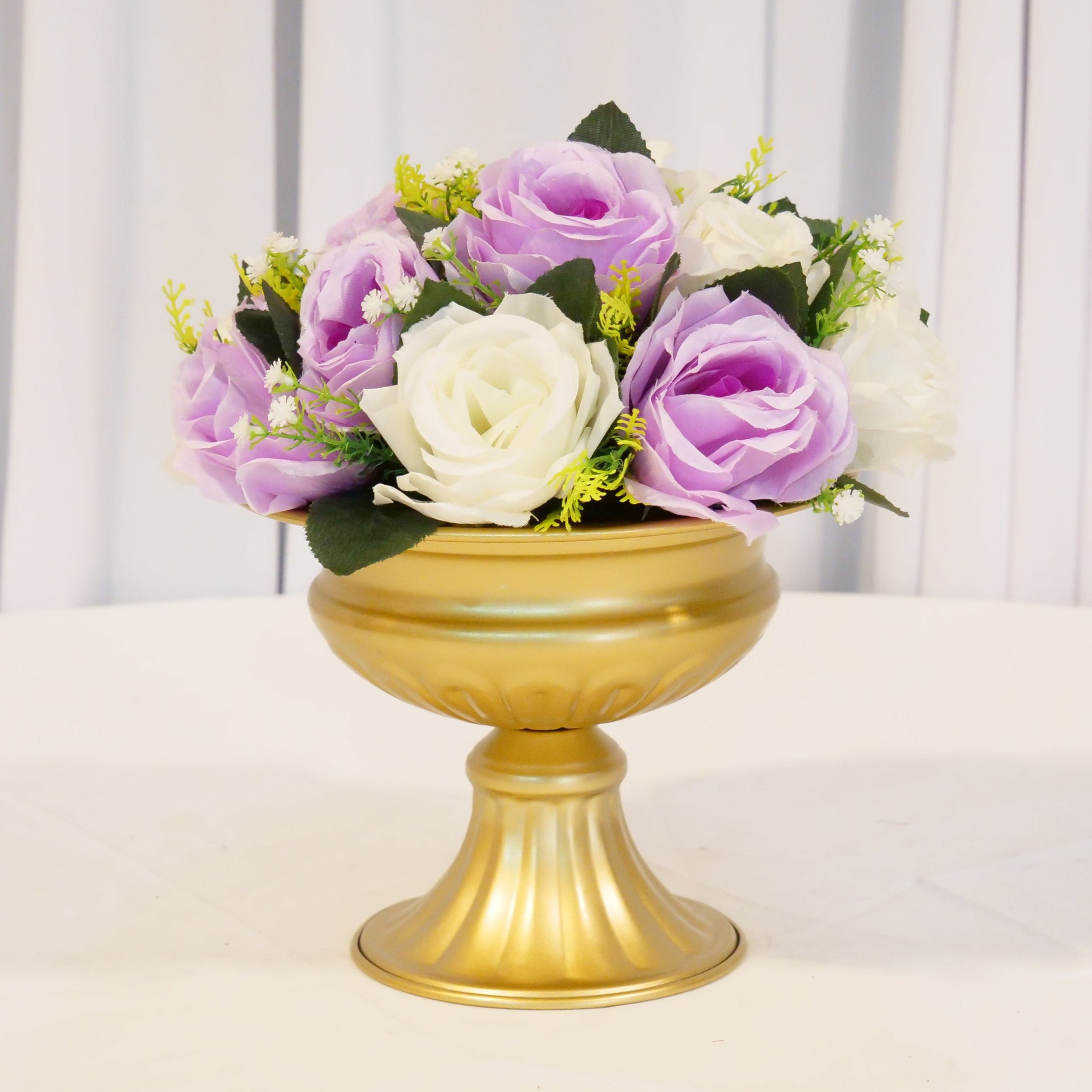 Location - Demi boule de fleurs Artificielles (15 Roses) blanc et violet Lila