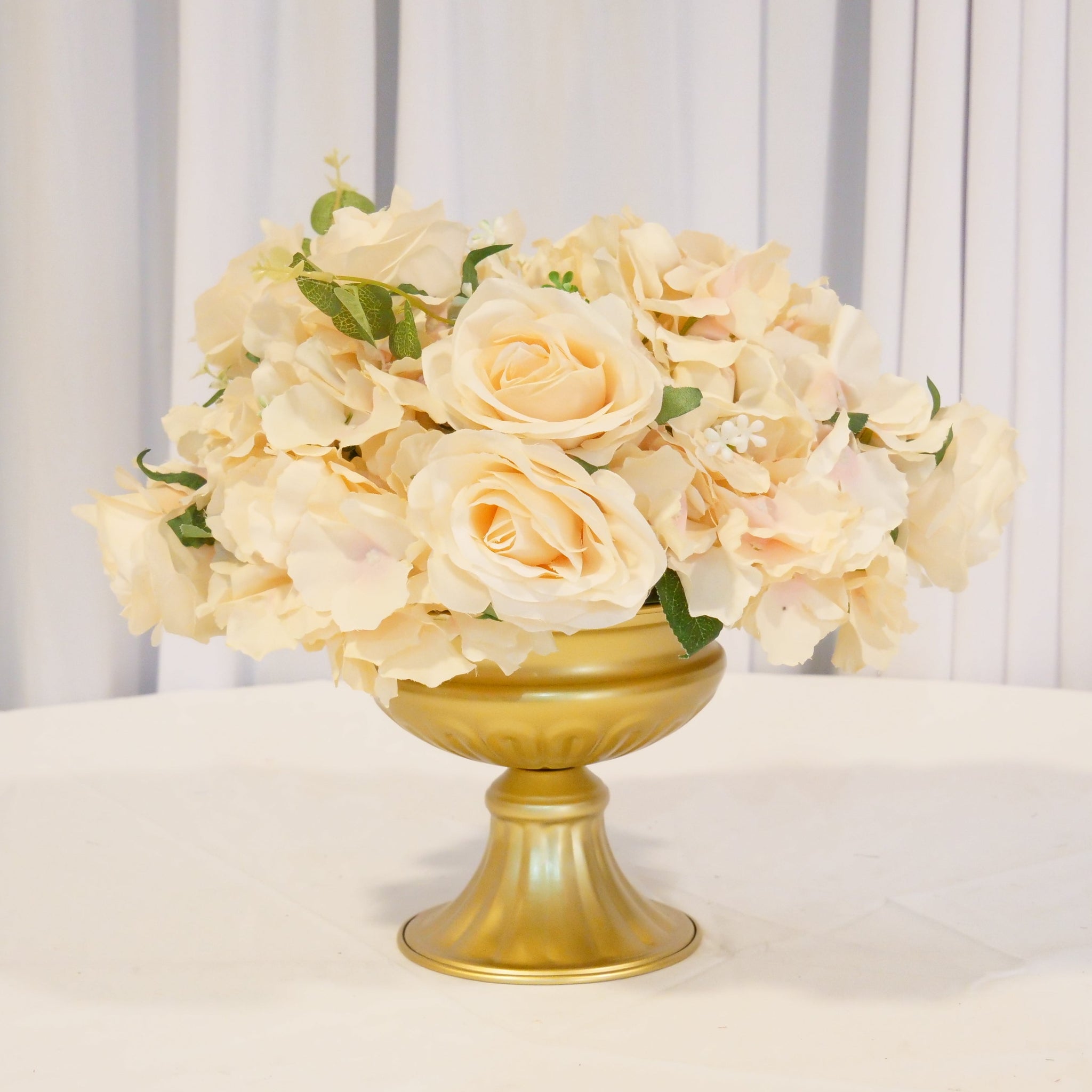 Location - Demi boule de fleurs Artificielles champagne 36cm