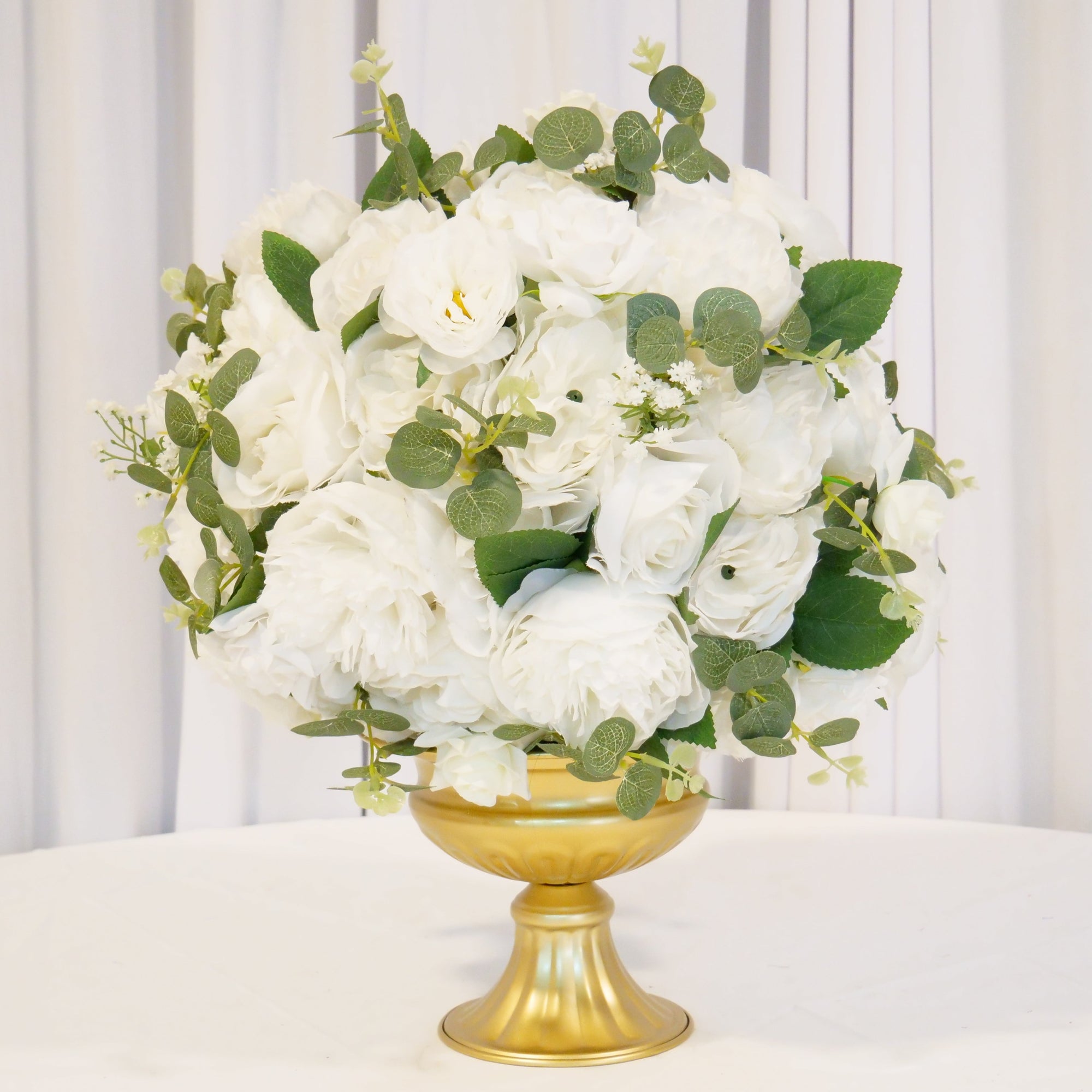 Location - Boule de fleurs artificielles blanc et vert 32 cm
