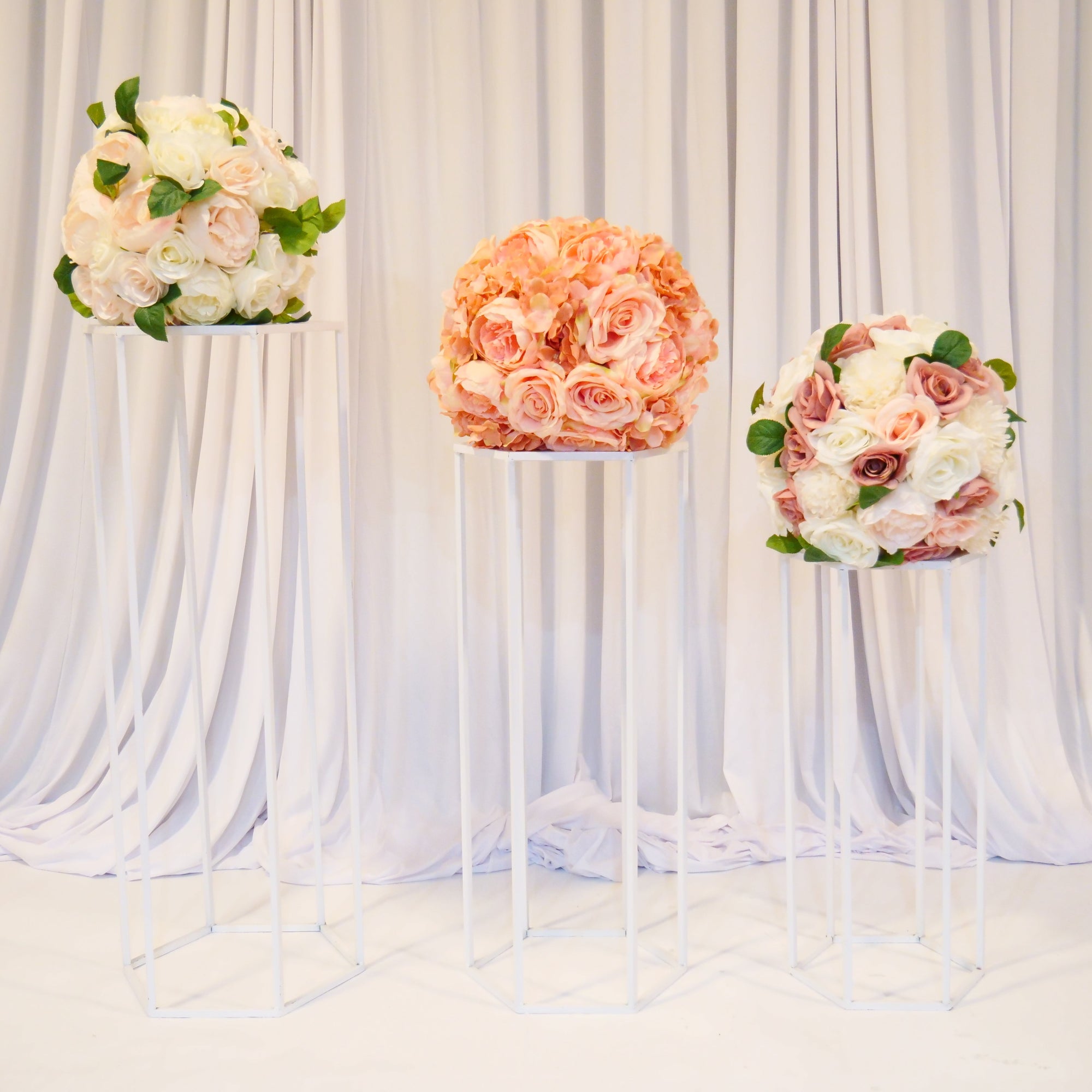 Location - Lot de 3 sellettes hexagonales en Métal de couleur blanc