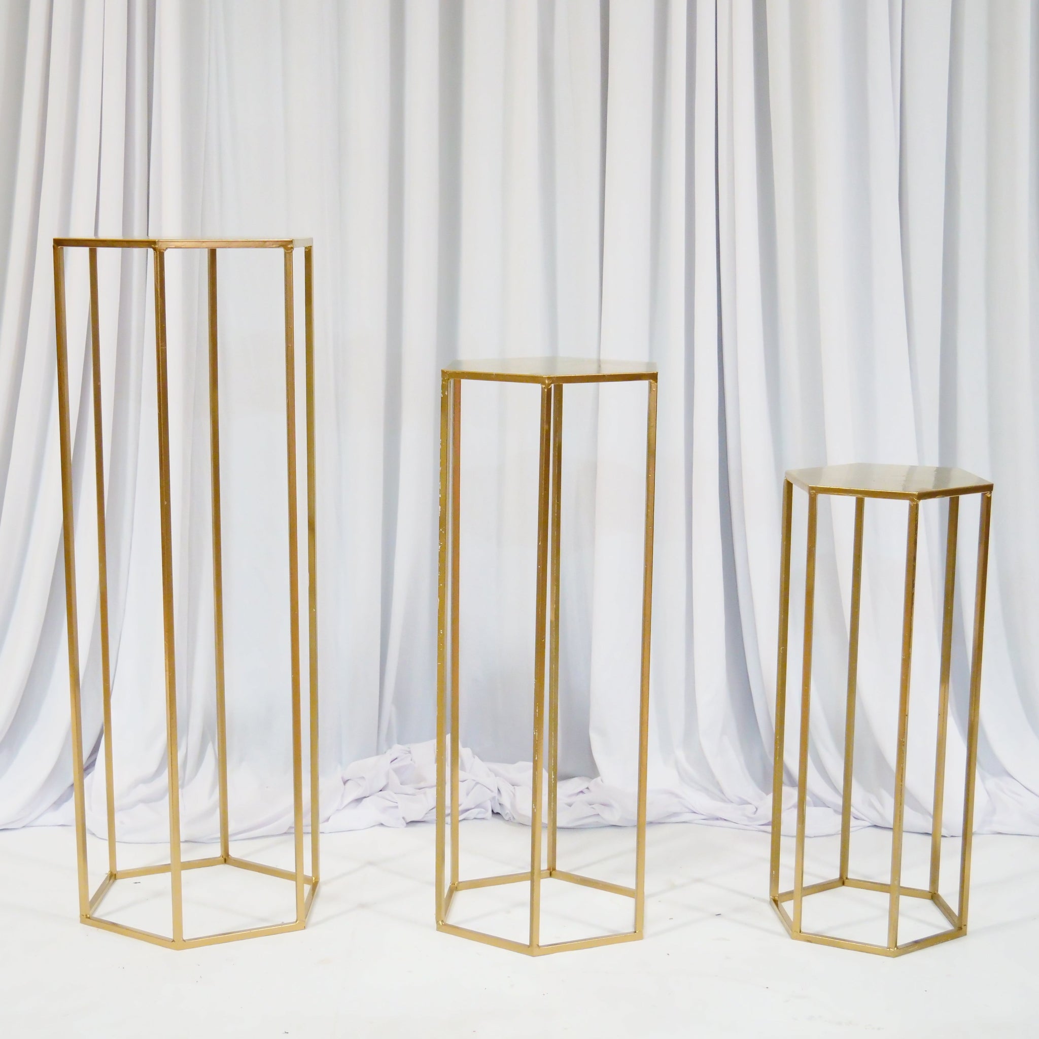 Location - Lot de 3 sellettes hexagonales en Métal de couleur OR