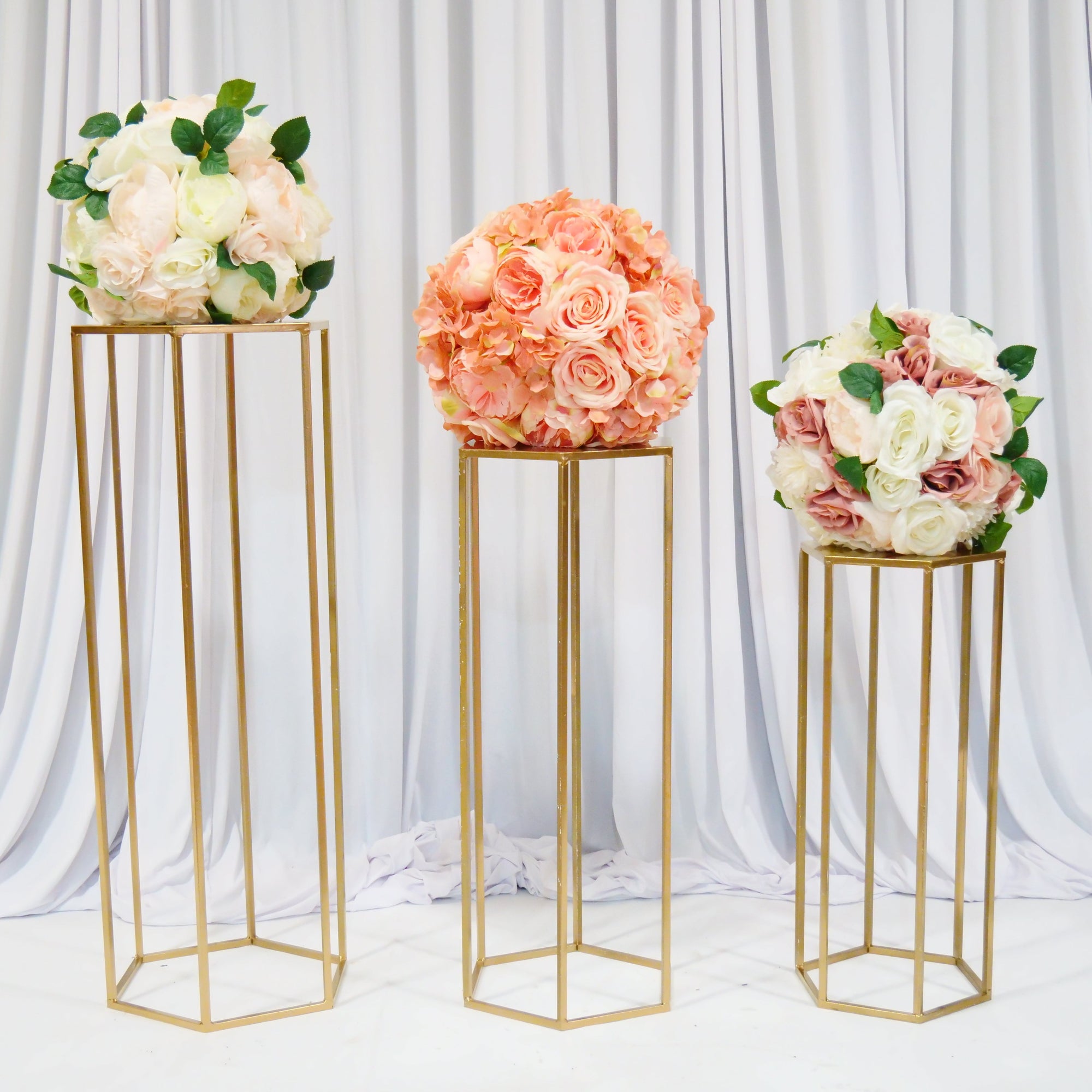 Location - Lot de 3 sellettes hexagonales en Métal de couleur OR