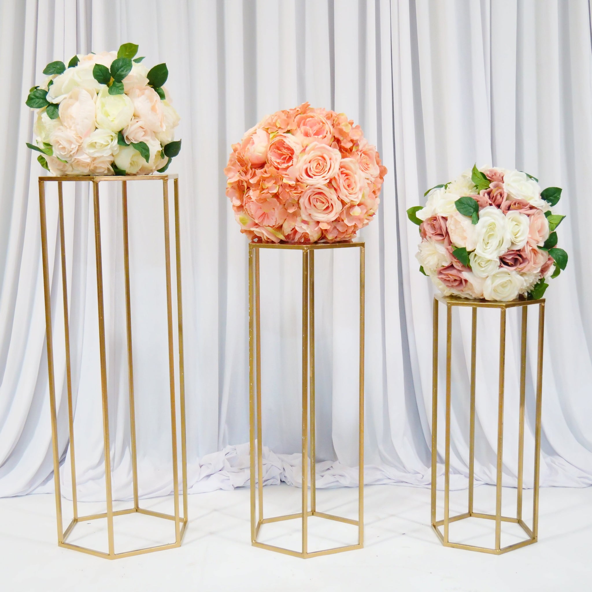 Location - Lot de 3 sellettes hexagonales en Métal de couleur OR