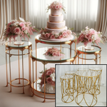 Location - Set de Tables à gâteaux somptueuses dorées - lot de 5