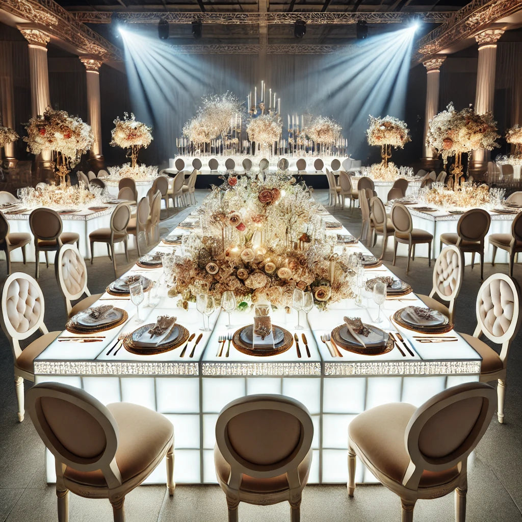 Location - Table garnie carrée lumineuse - formule à créer