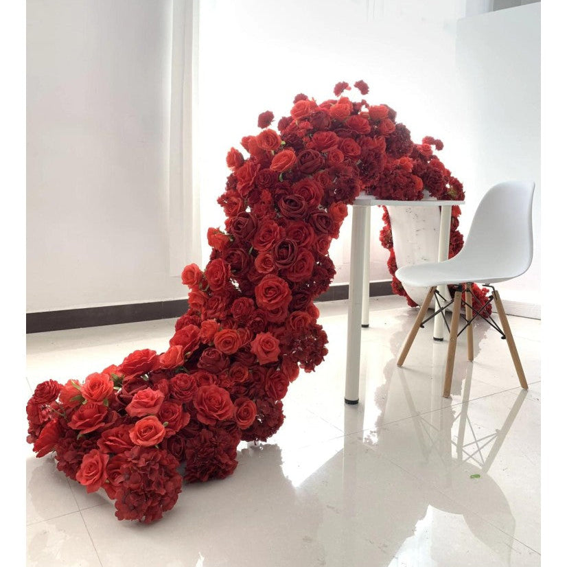 Location - Chemin de fleurs de table rouge 2m