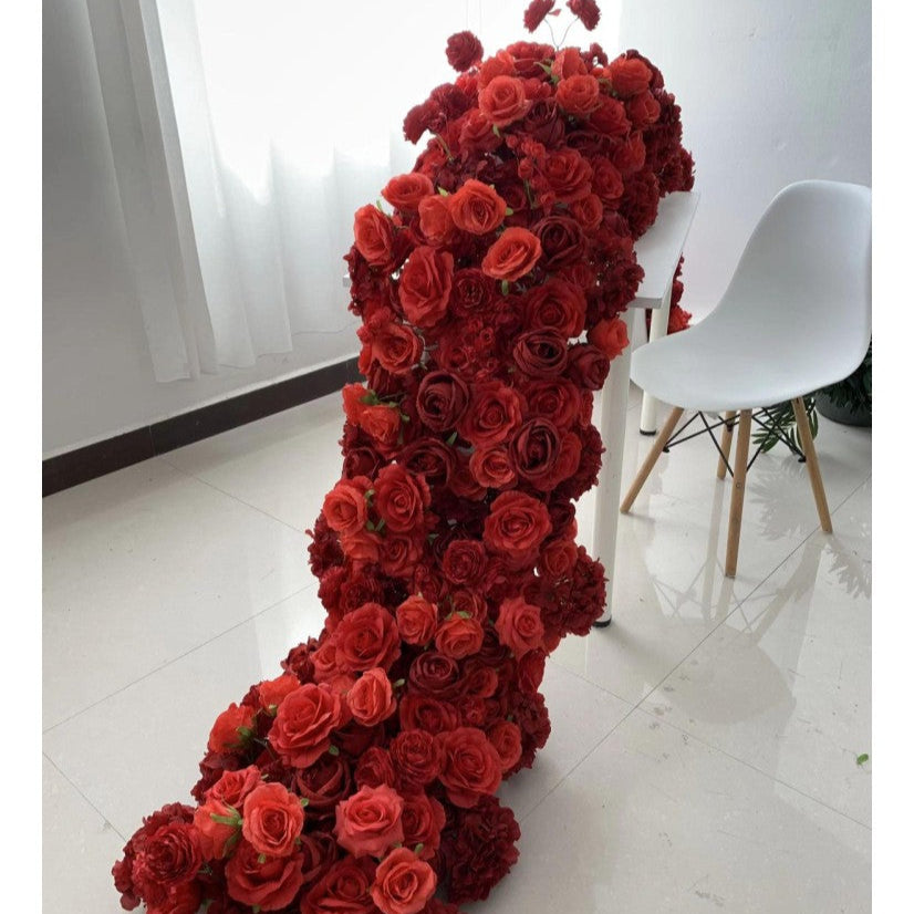 Location - Chemin de fleurs de table rouge 2m