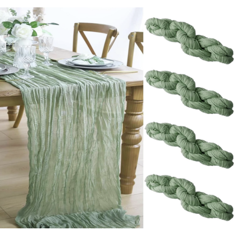 Location - Chemin de table - coton vert sauge