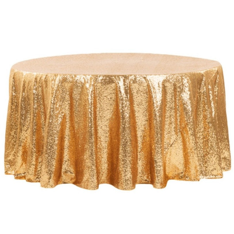 Location - Nappe ronde Sequin 280 cm - Dorée