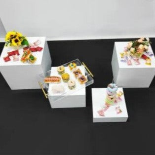 Location - Support Cube Acrylique pour Buffet Blanc - 4 Pièces