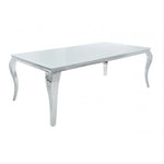 Location - Table d'honneur en Inox Blanc et Plateau miroir
