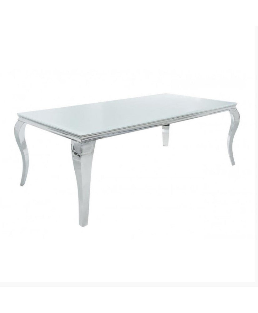 Location - Table d'honneur en Inox Blanc et Plateau miroir