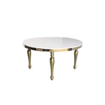 Location - Table d'honneur ronde de réception en Inox Or + plateau blanc Dalia