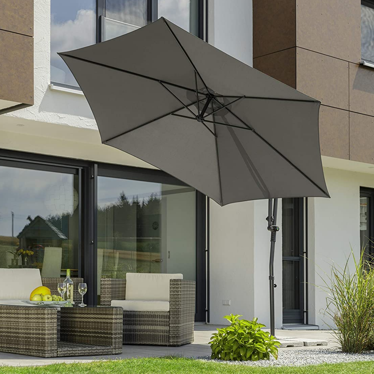 Location - Parasol déporté Anthracite 300 cm de diamètre