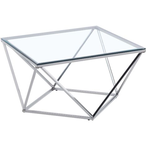 Location - Table basse carrée verre & chrome – ALINA [TABAALIN]