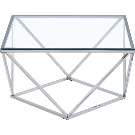 Location - Table basse carrée verre & chrome – ALINA [TABAALIN]