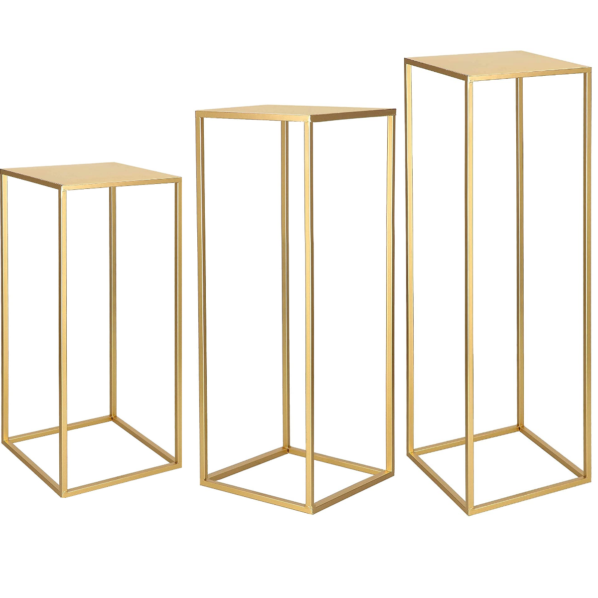 Location - Lot de 3 sellettes rectangulaires en Métal de couleur doré premium [SELRECORX3PREM]