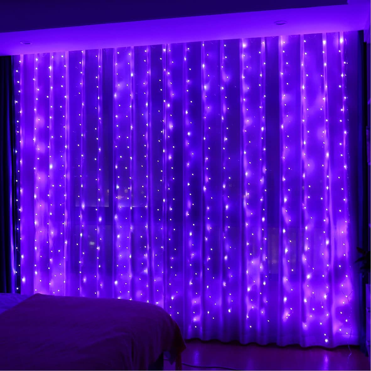 Location - Guirlande Lumineuse pour Rideau - 300 LEDs 3M x 3M Extérieur et Intérieur - Violet [GLR300VIO]