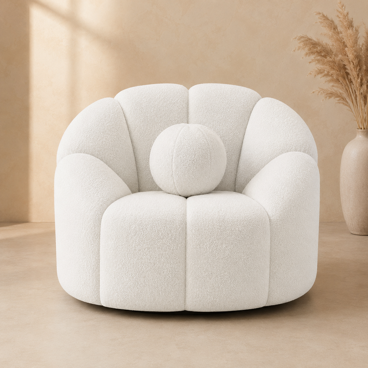 Location - Trône design bouclette blanc – Sidonie [TROBOUC1BL]