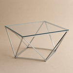 Location - Table basse carrée verre & chrome – ALINA [TABAALIN]