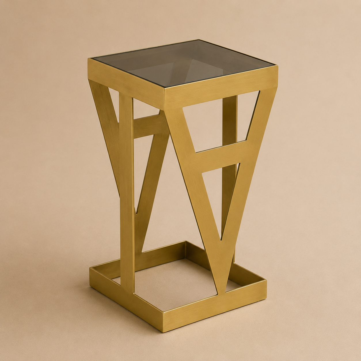Location - Table basse verre fumé & métal doré – AMSTRA 36 cm [TABAAMS36]