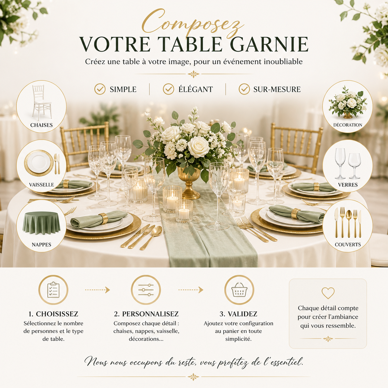 Location - Table garnie - formule à créer