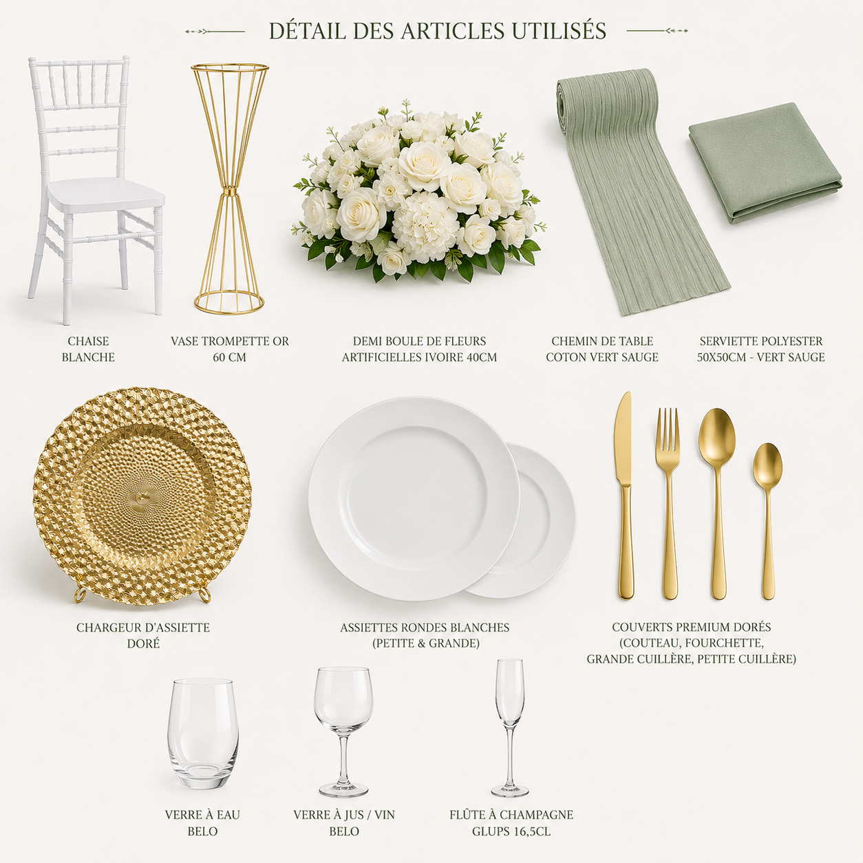 Location - [Table garnie PAP] Table ronde 10 personnes - pack jardin royal