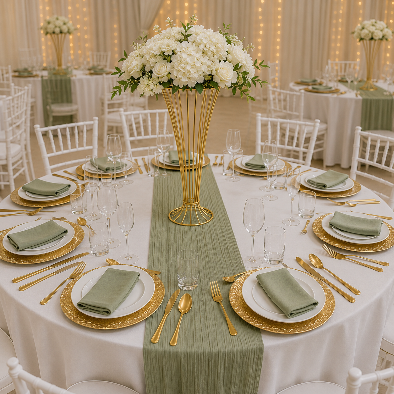 Location - [Table garnie PAP] Table ronde 10 personnes - pack jardin royal