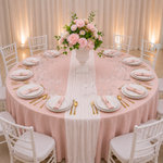 Location - [Table garnie PAP] Table ronde 10 personnes - Pack Élégance Rose Pâle