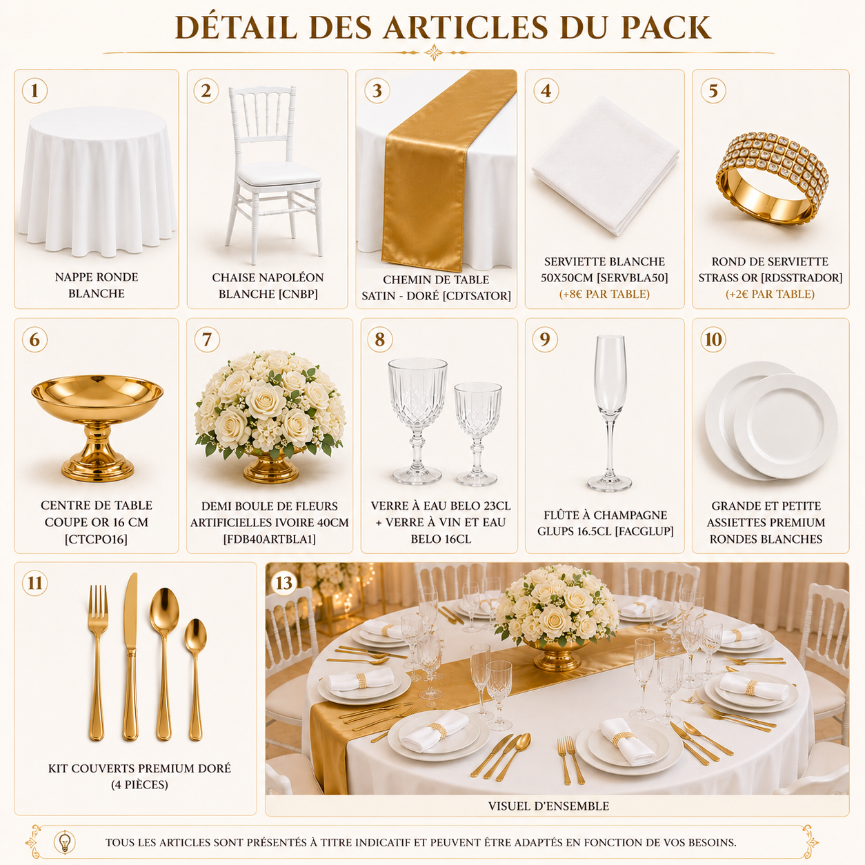 Location - [Table garnie PAP] Table ronde 10 personnes - Pack Pure Prestige