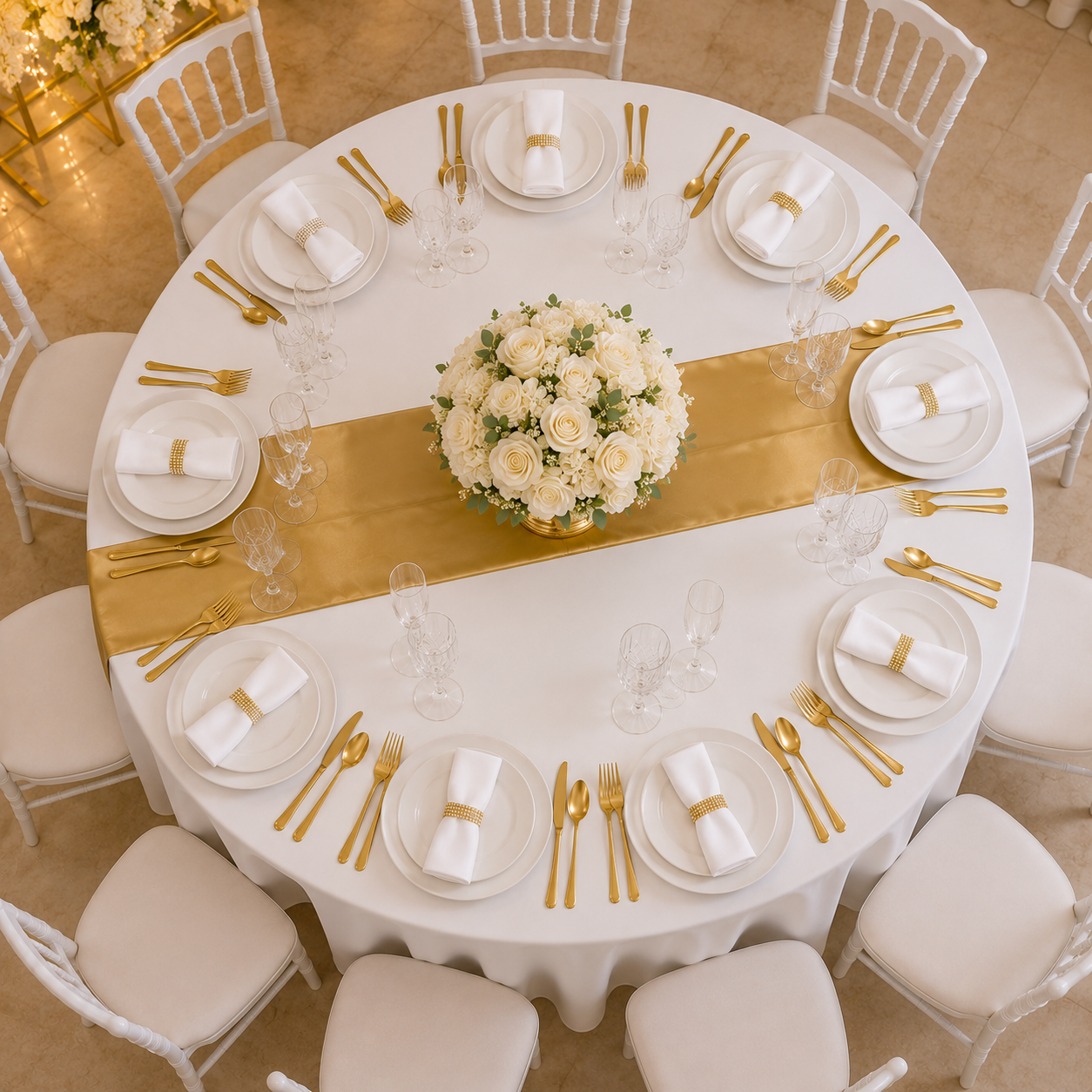 Location - [Table garnie PAP] Table ronde 10 personnes - Pack Pure Prestige