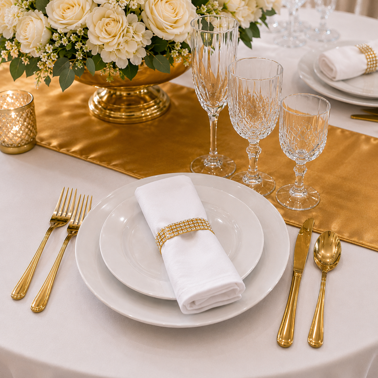 Location - [Table garnie PAP] Table ronde 10 personnes - Pack Pure Prestige