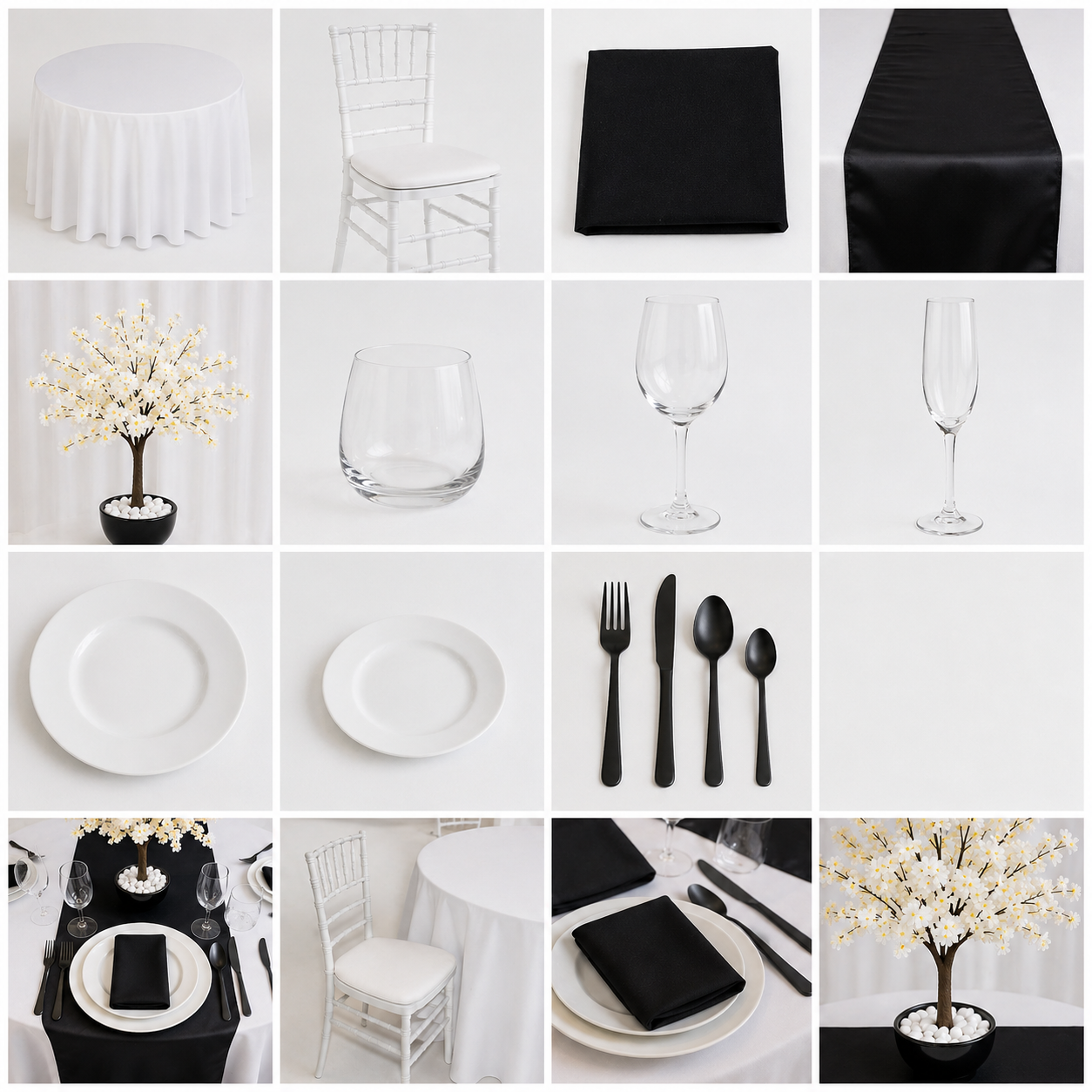 Location - [Table garnie PAP] Table ronde 10 personnes - Pack Noctis Blossom